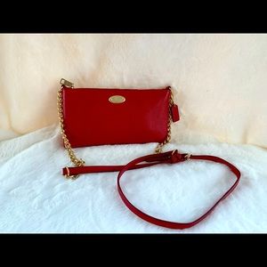 Coach red leather crossbody bag